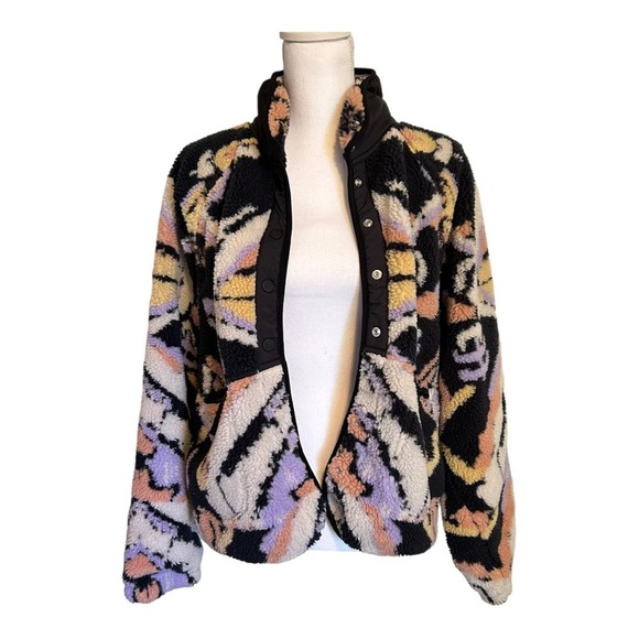 Free People Hit The Slopes Rocky Ridge Fleece Jacket Black Combo Size M - Picture 5 of 16